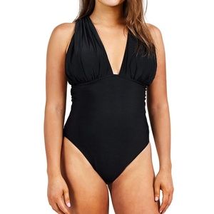 Cupshe Black Plunge Padded One Piece Swim Suit XL